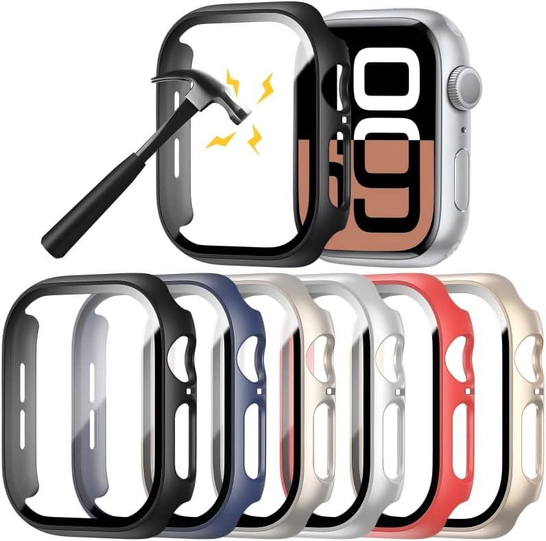 Rontion 6 Pack Hard PC Case Compatible with Apple Watch Series 11/10 46mm with Tempered Glass Screen Protector, Ultra-Thin Scratch Resistant Protective Bumper Cover for iWatch 11/10 46mm Accessories - Image 1